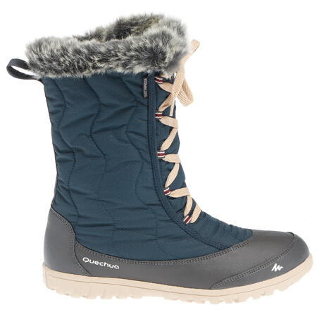 bottes de randonnee neige femme sh900 chaudes et impermeables bleu marine quechua